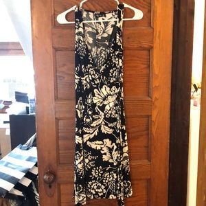 Floral black and white wrap dress